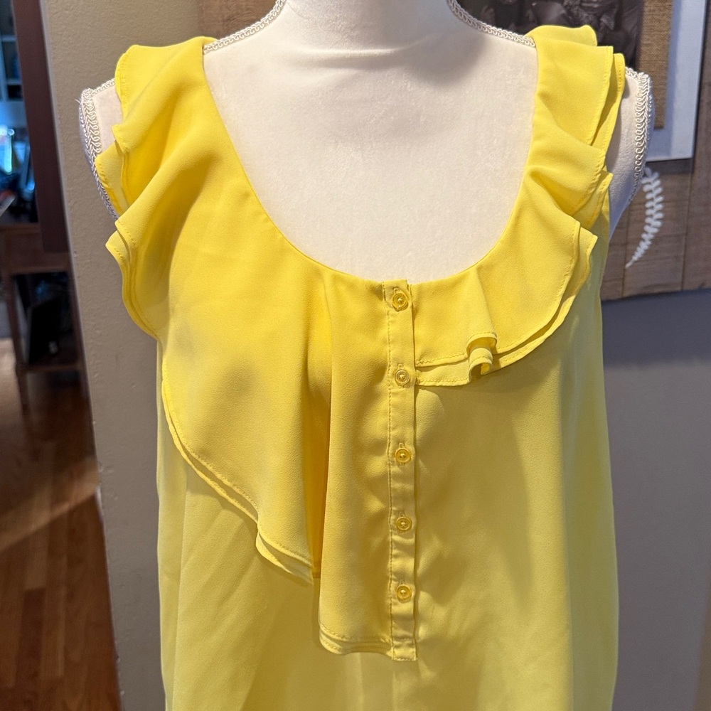 Anthropologie Maeve Yellow Ruffle Blouse - Picture 3 of 7